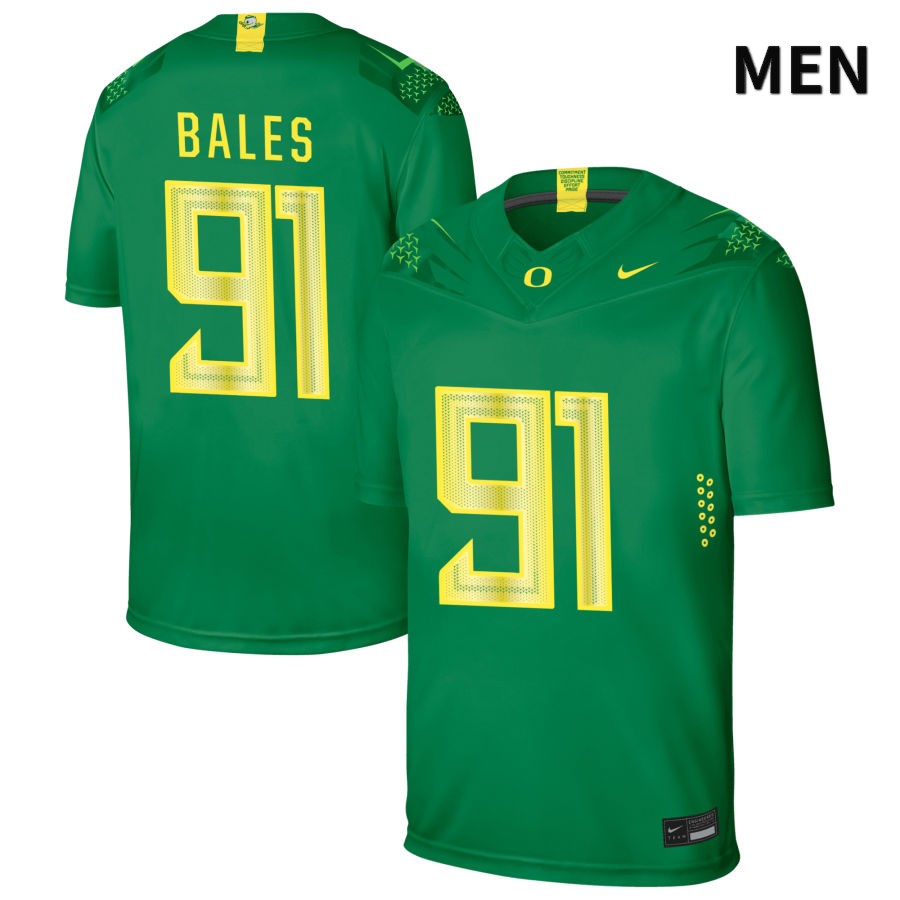 Oregon Ducks Men's #91 Alex Bales Football College Authentic Green NIL 2022 Nike Jersey IRG00O1P
